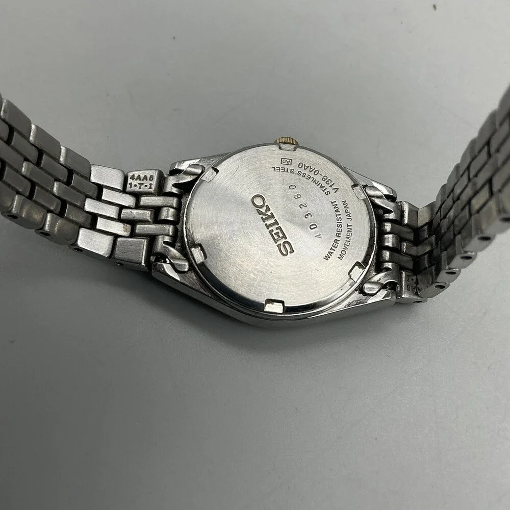 Seiko Solar Womens Watch 25mm V138-0AA0 Two Tone Day Date Bracelet 6.5